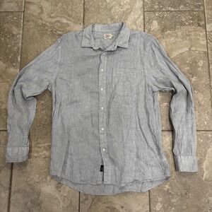 Faherty Brand Mens Linen Long Sleeve Button Down Shirt Light Gray Size L